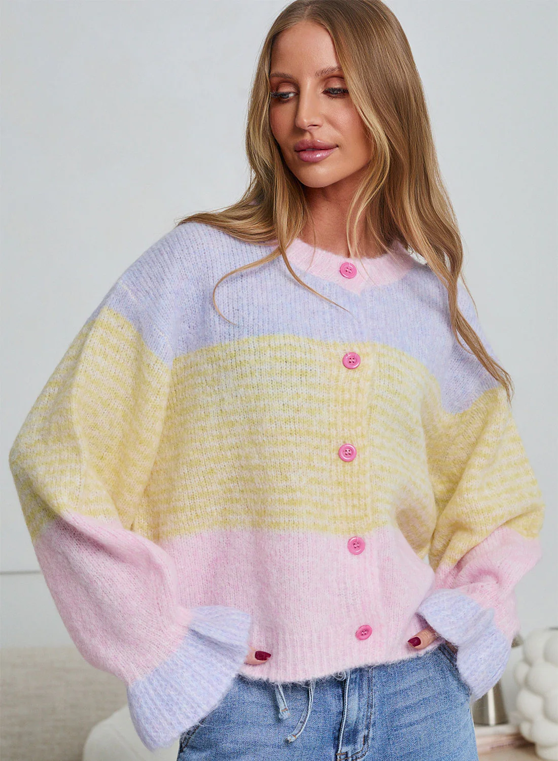Cardigan oversize morbido colori pastello