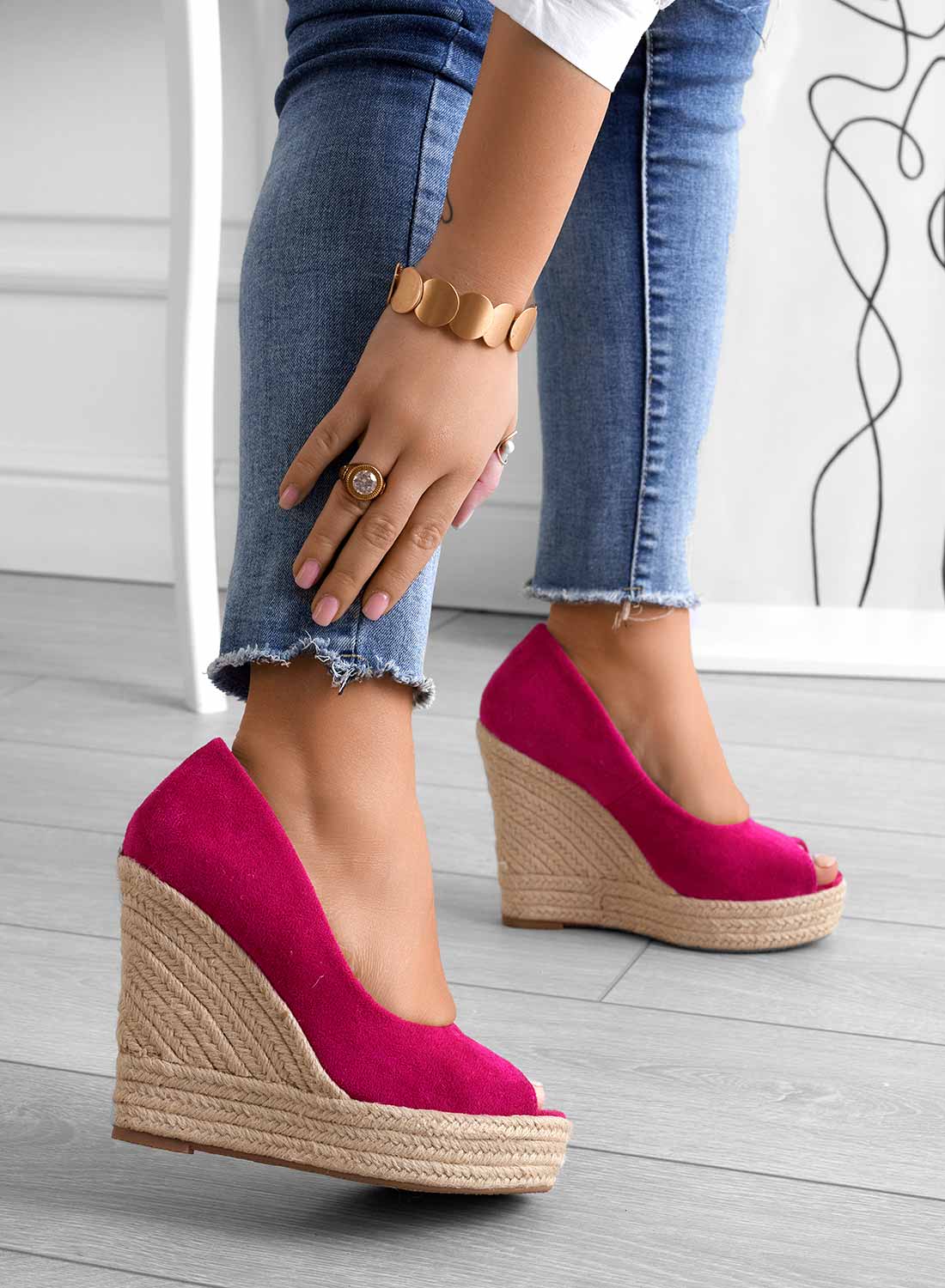CLEO - Espadrillas Alexoo fuxia scamosciate con zeppa - Image 4