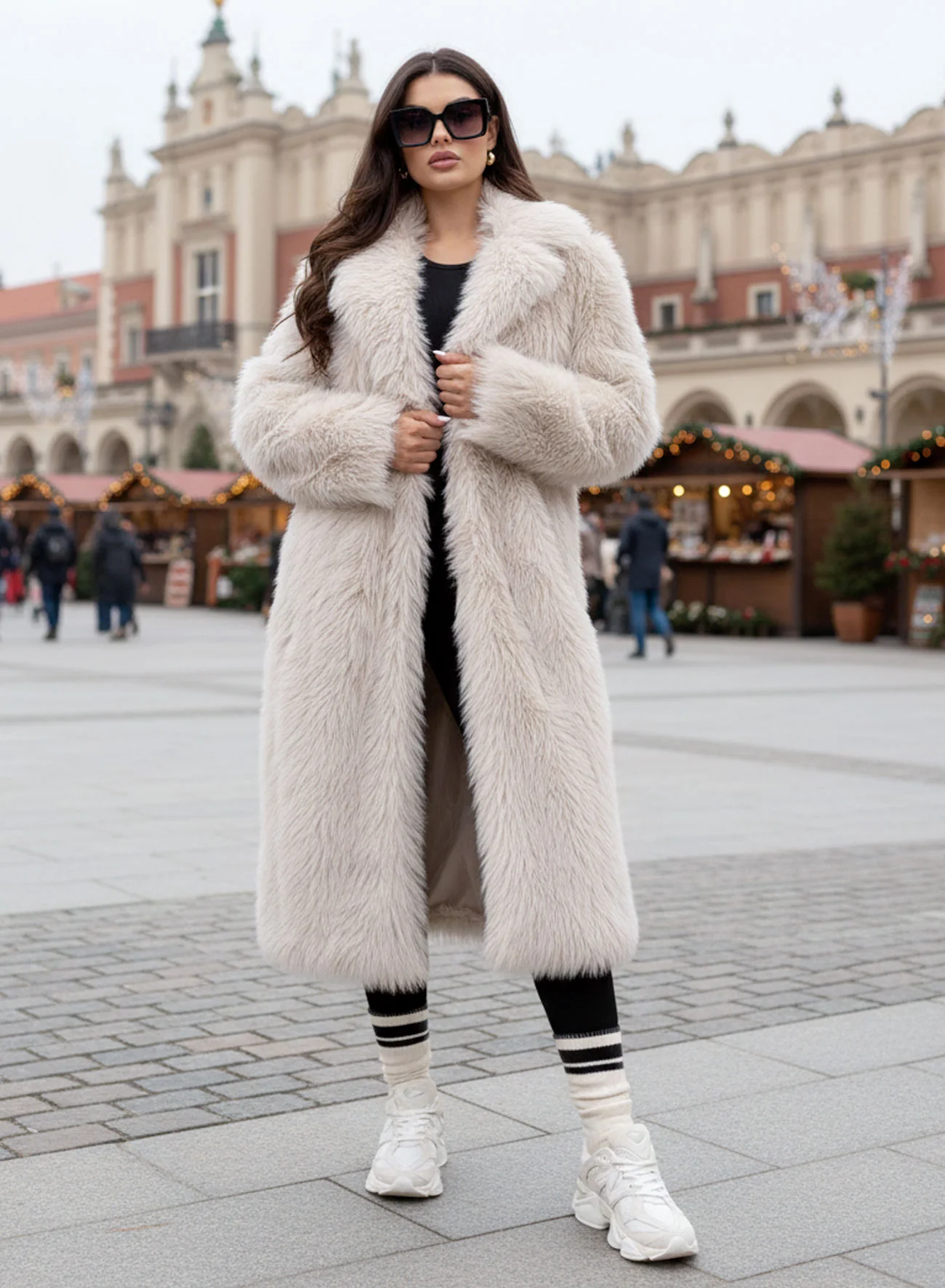 Giacca Pelliccia sintetica panna effetto fluffy