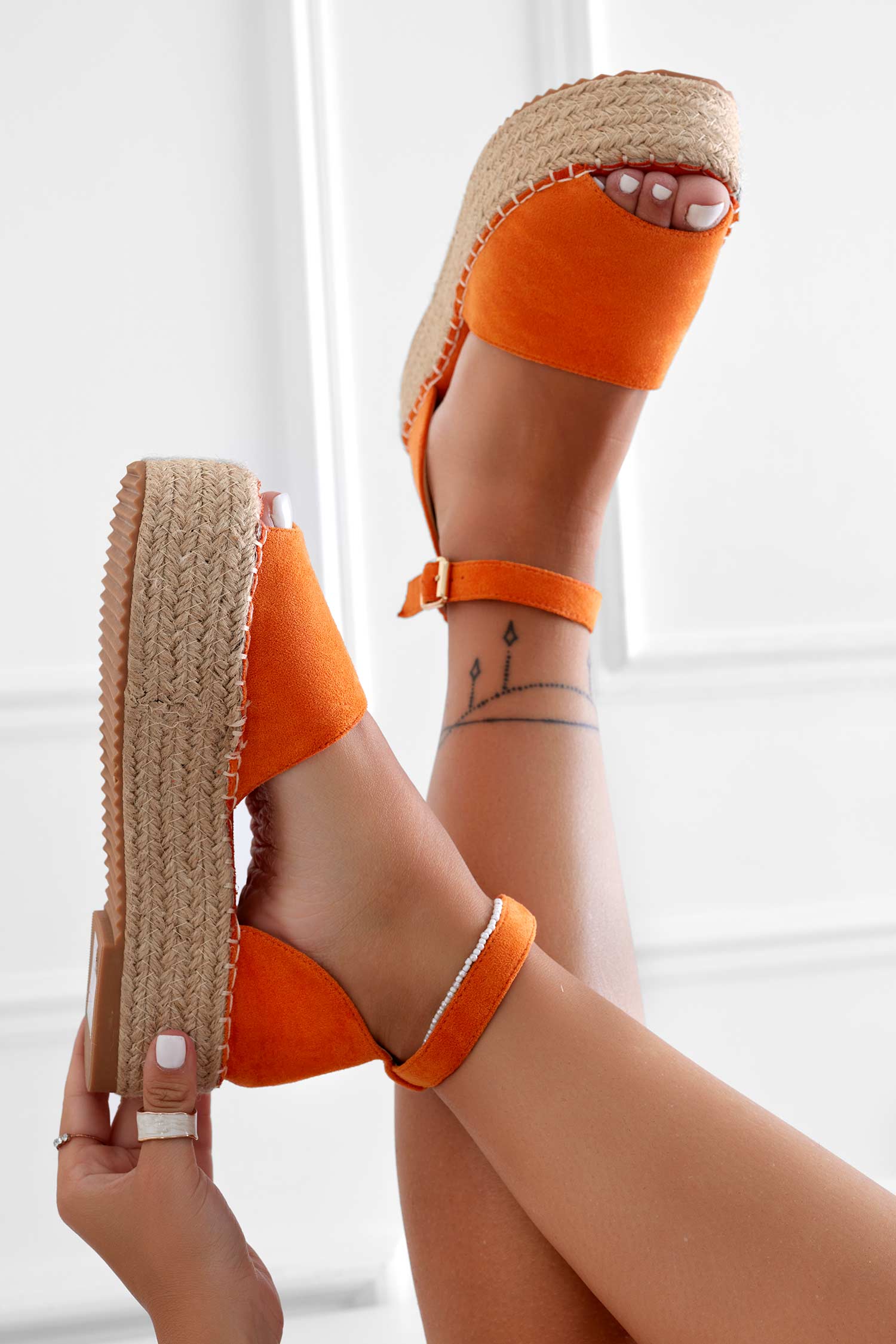 LICIA - Espadrillas arancione con zeppa e cinturino - Image 4