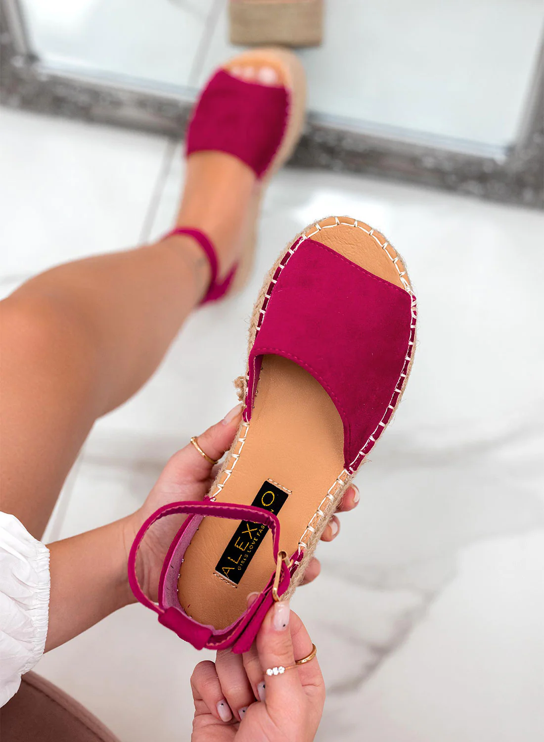 LICIA - Espadrillas fuxia Alexoo scamosciate con zeppa e cinturino - Image 3