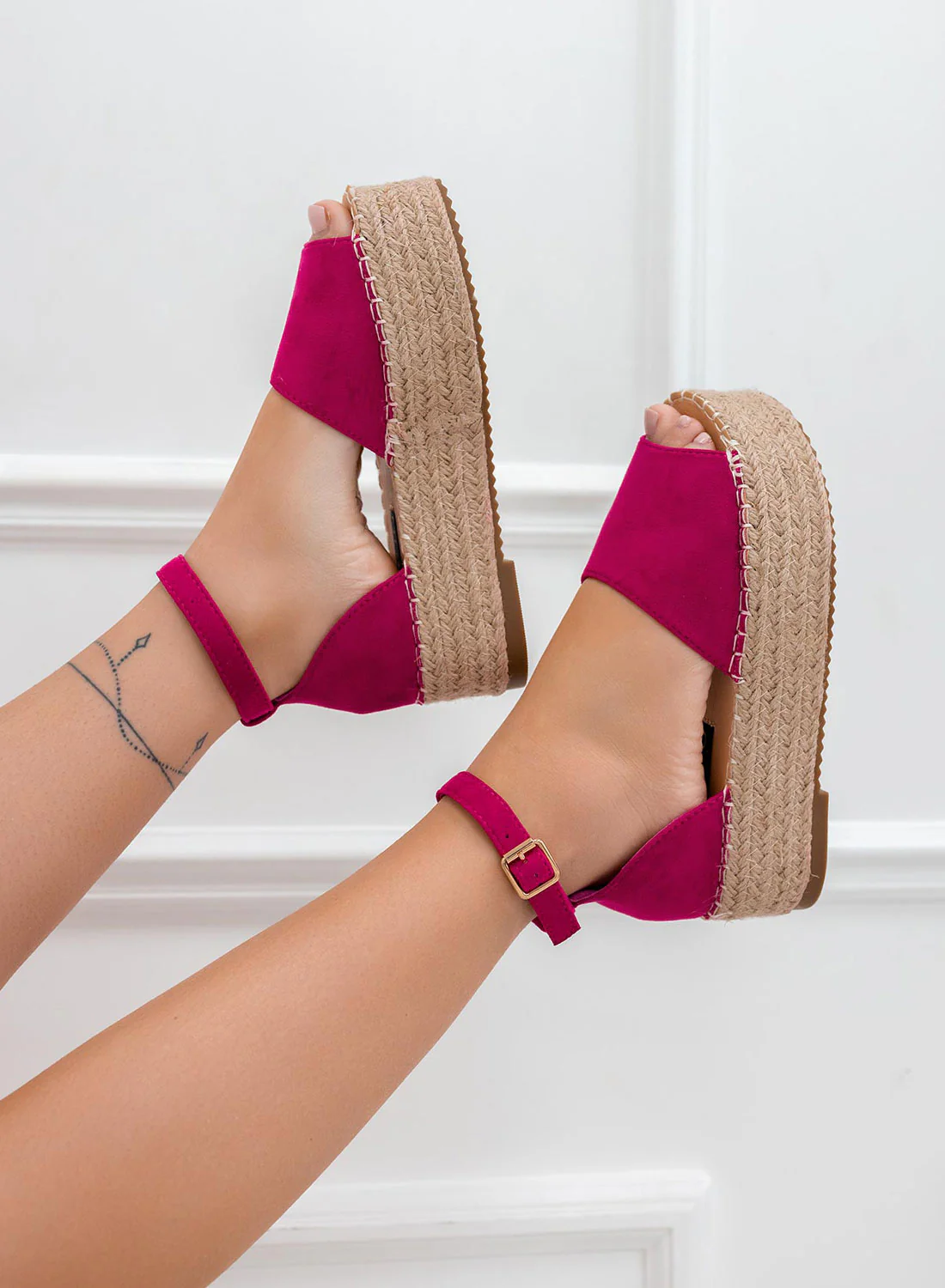 LICIA - Espadrillas fuxia Alexoo scamosciate con zeppa e cinturino - Image 4