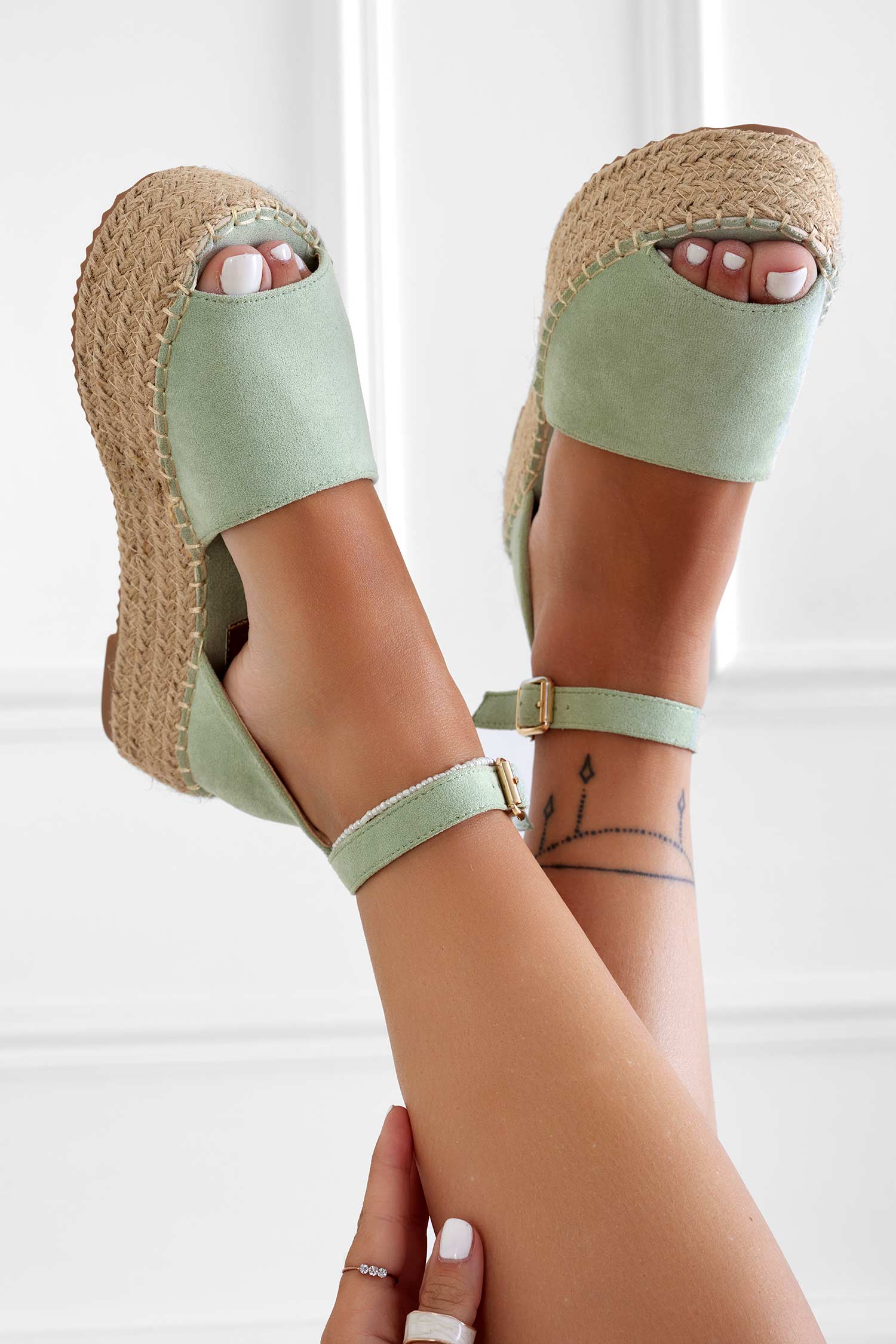 LICIA - Espadrillas verde mint con zeppa e cinturino - Image 2