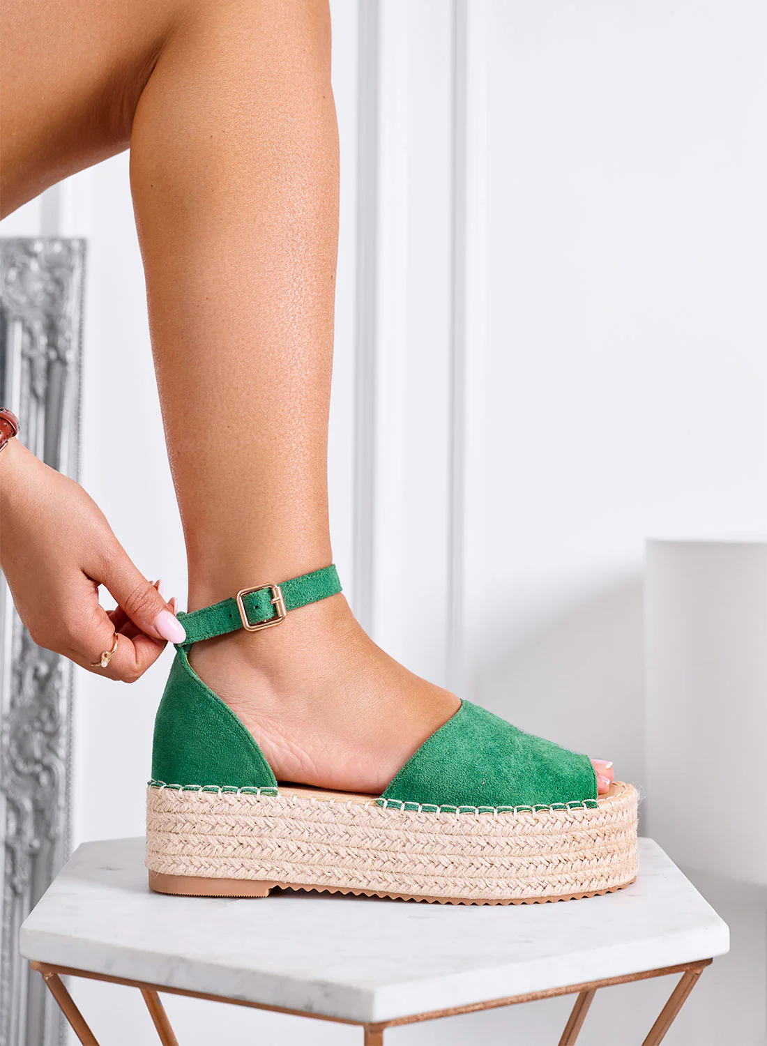 LICIA - Espadrillas verdi con zeppa e cinturino - Image 2