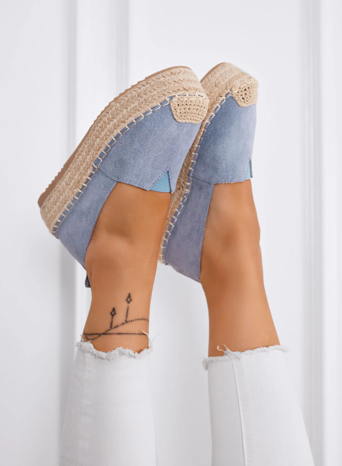 MAGDA - Espadrillas platform azzurre con punta crochet e suola in corda - Image 3