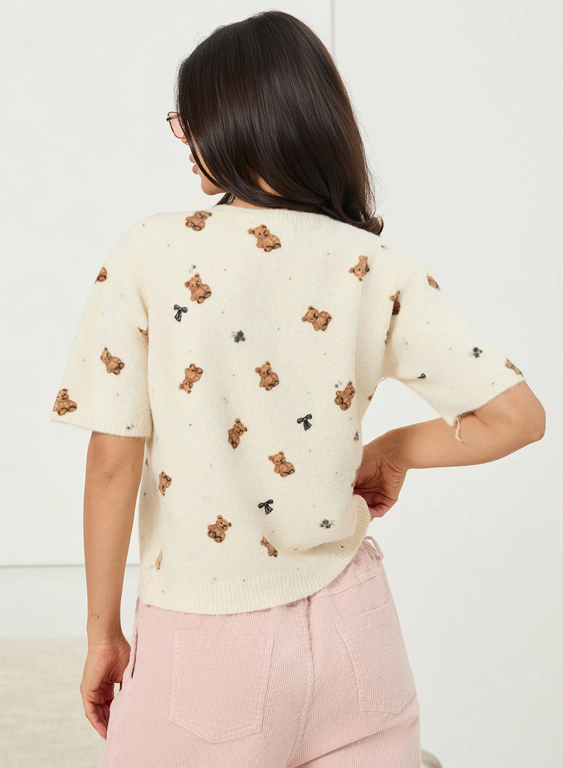 Maglia beige morbida a fantasia teddy - Image 3