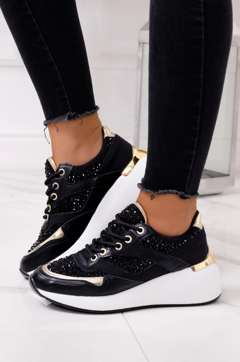 Sneakers gioiello nere con scuola spessa - Image 10