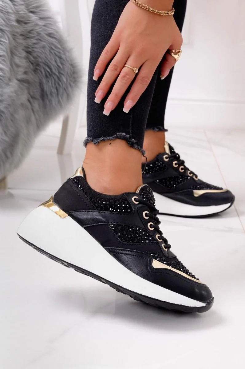Sneakers gioiello nere con scuola spessa - Image 11