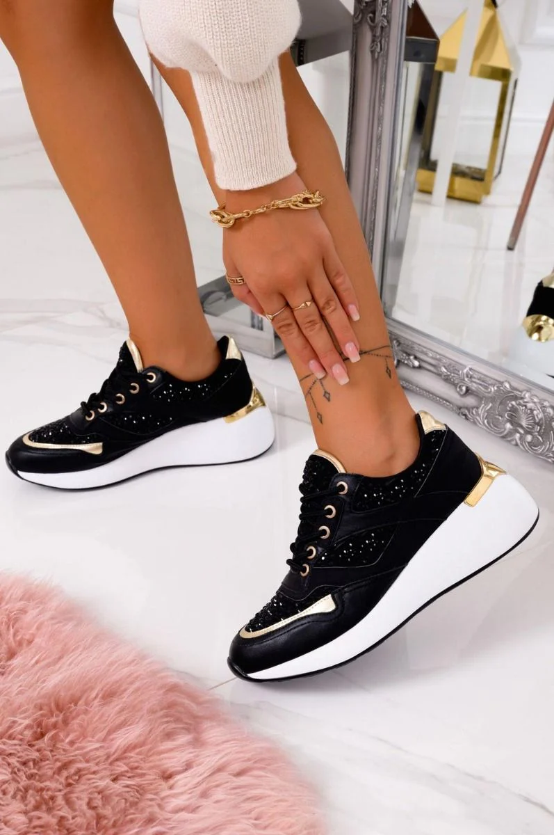 Sneakers gioiello nere con scuola spessa - Image 7