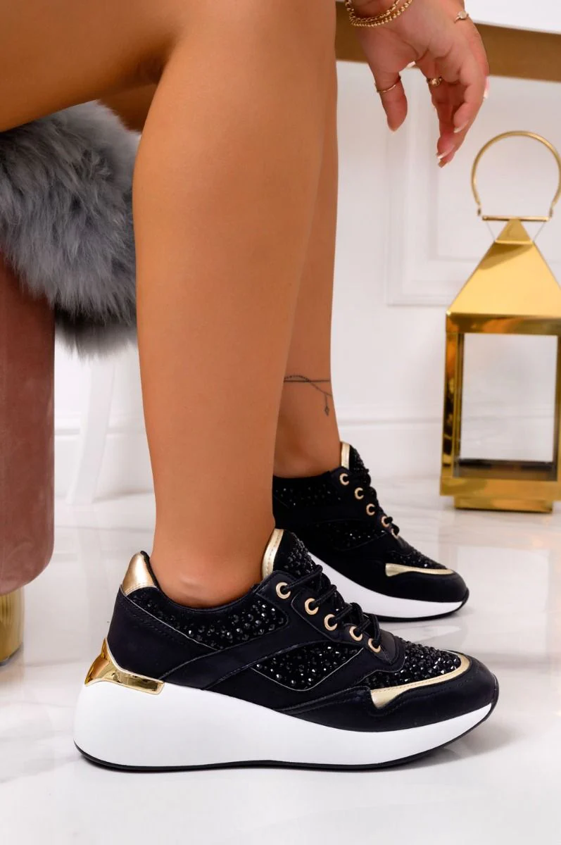 Sneakers gioiello nere con scuola spessa - Image 8