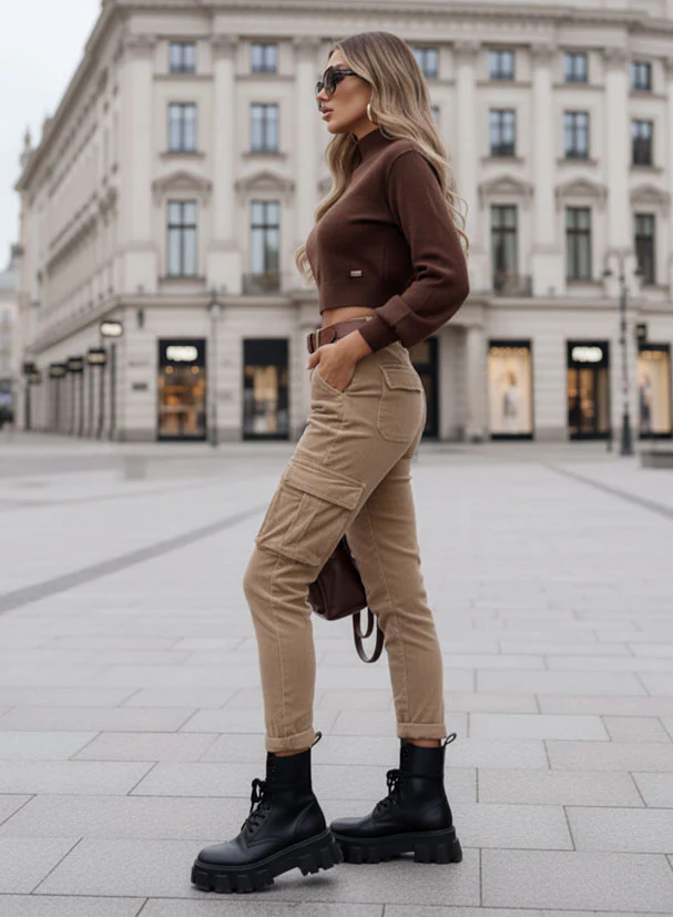 Pantalone fango a costine con tasche laterali - Image 2