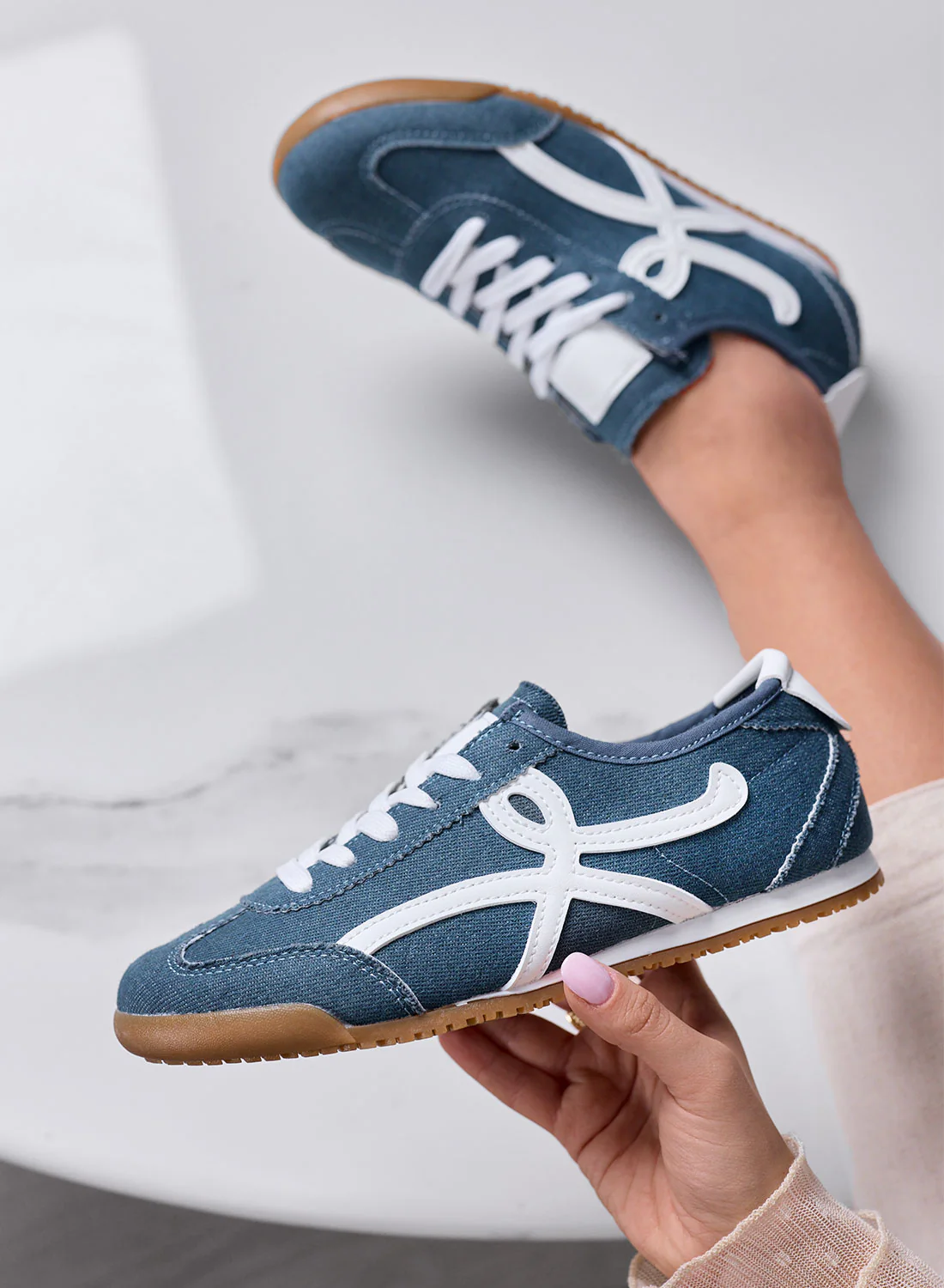 RAMONA - Sneakers Blu jeans con Dettagli Bianchi - Image 3