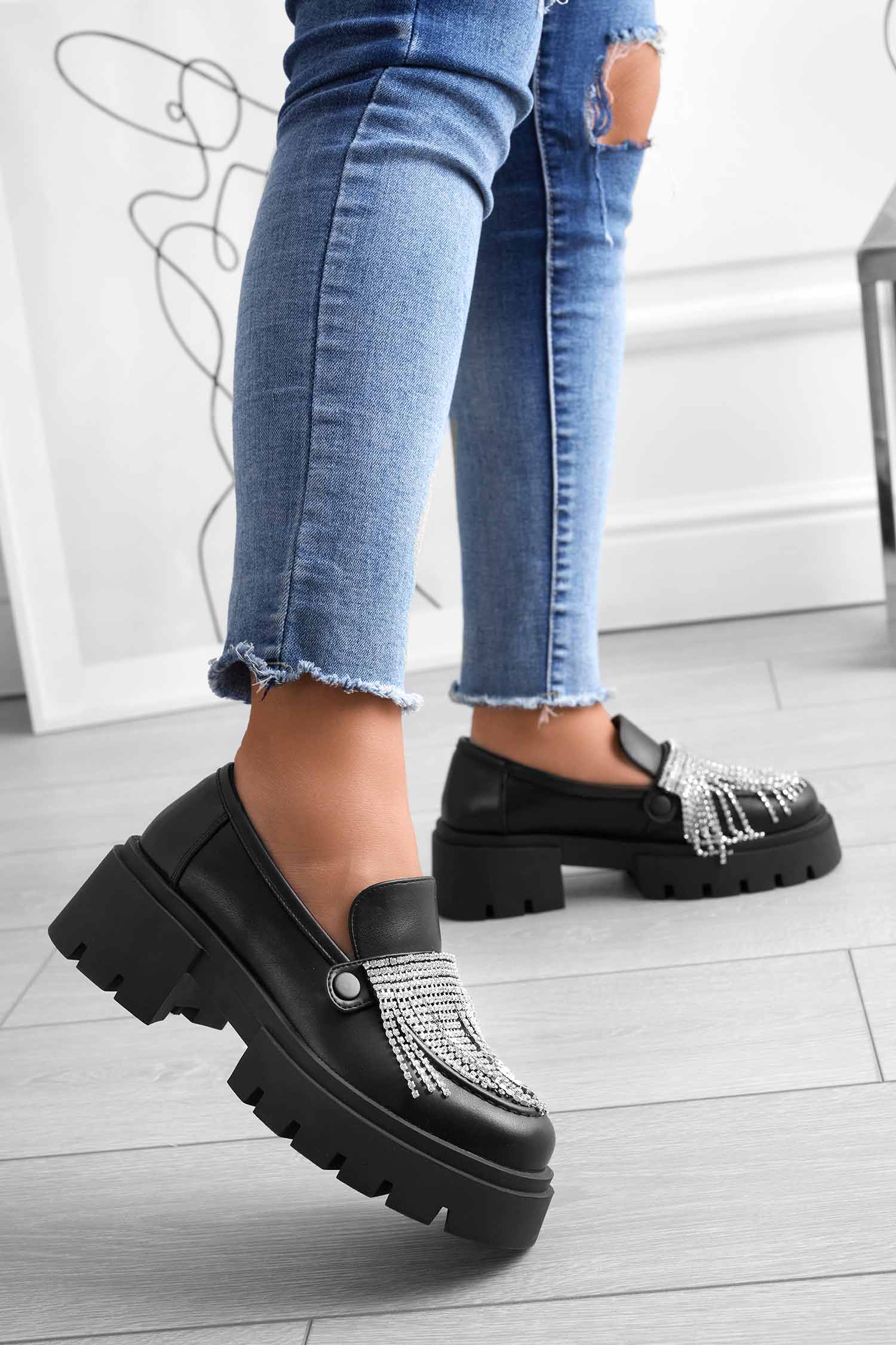 Mocassini platform neri Alexoo con accessori intercambiabili - Image 11