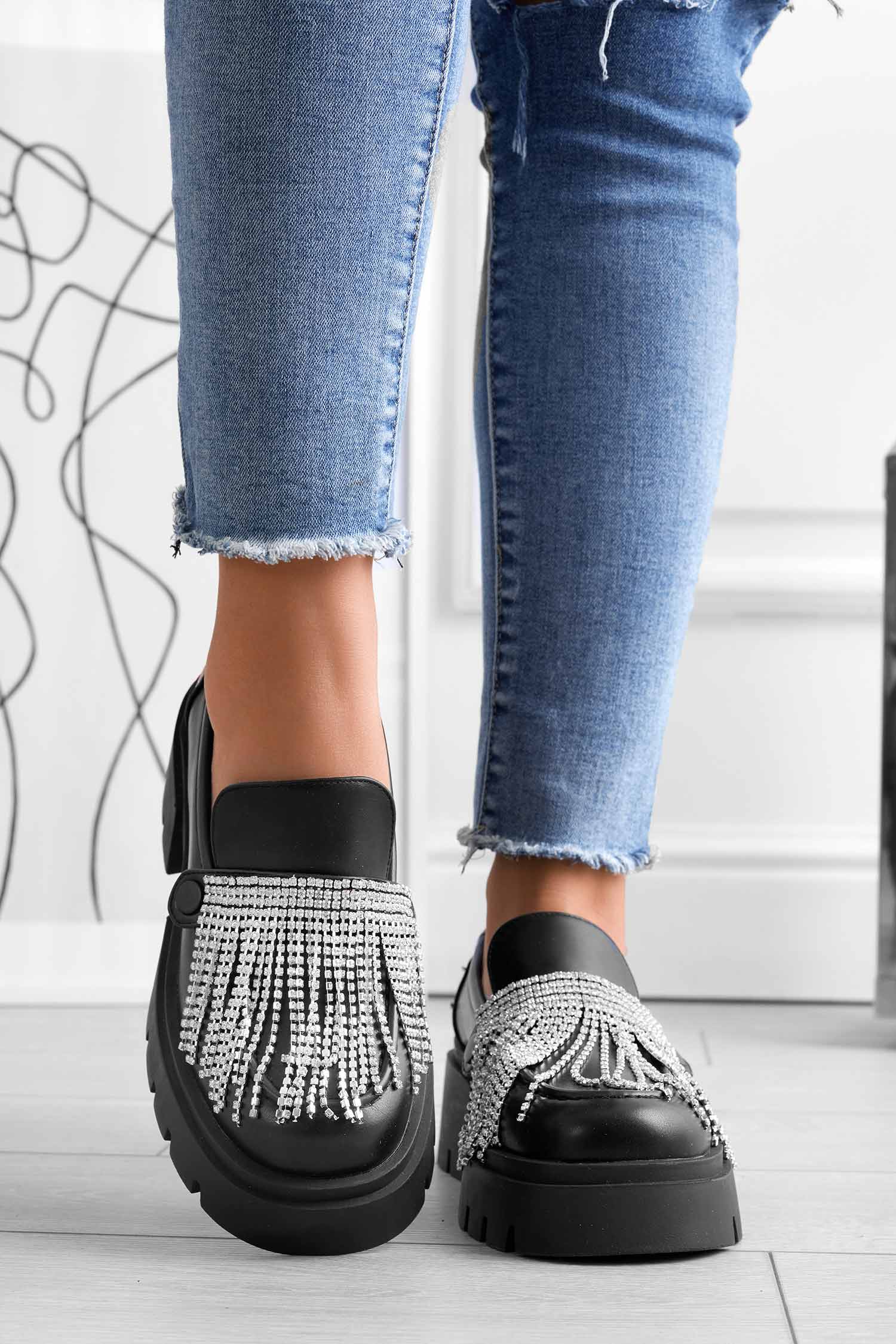 Mocassini platform neri Alexoo con accessori intercambiabili - Image 12