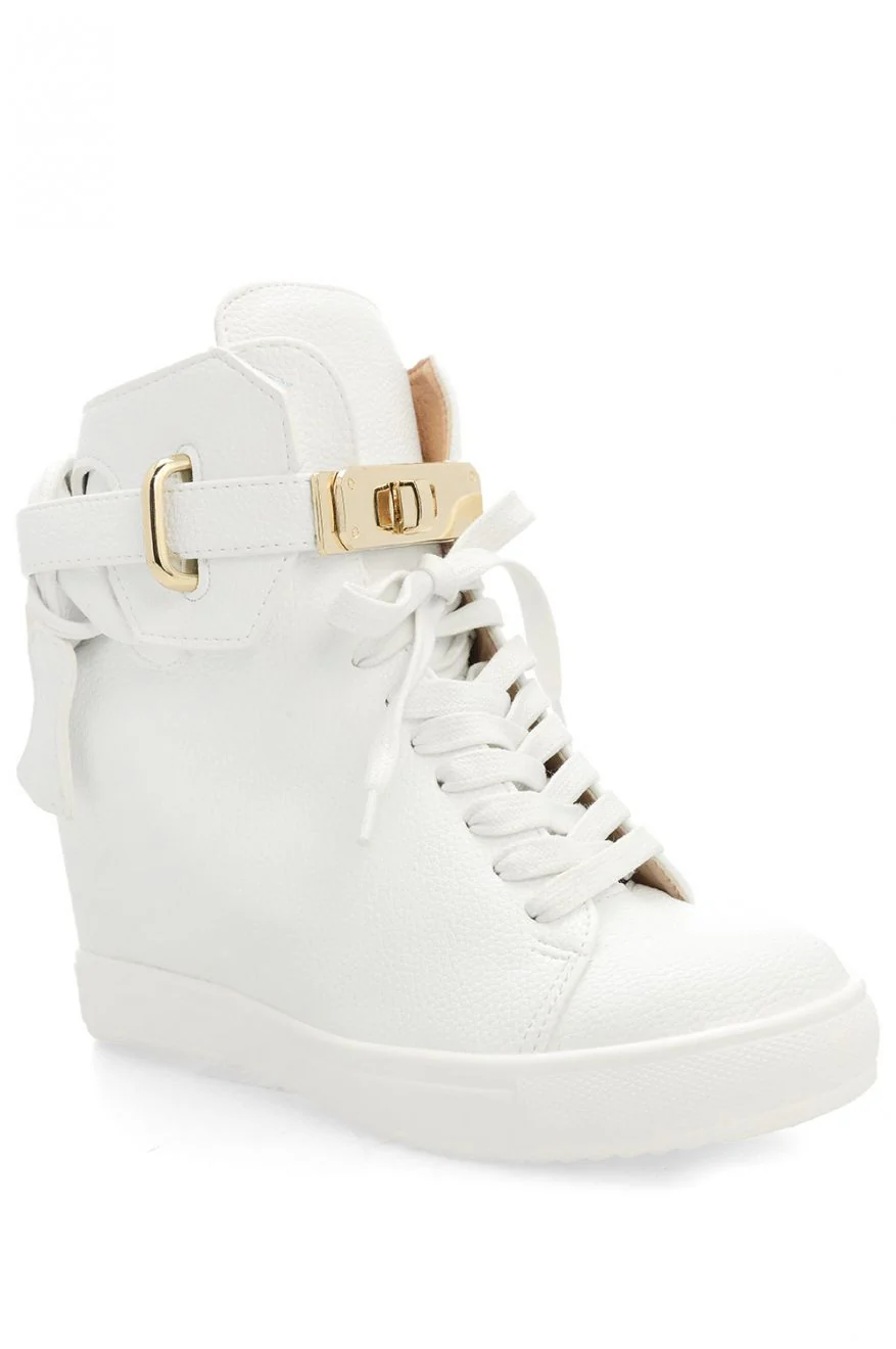 Sneakers in ecopelle con zeppa interna Big City - Bianco - Image 4